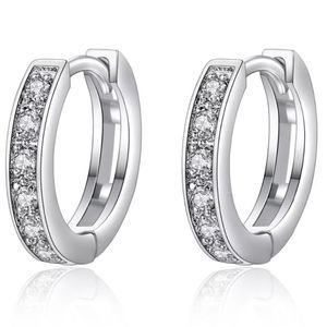 1 CTTW Dainty Cubic Zirconia Diamond 925 Silver Hoop Pierced Earrings